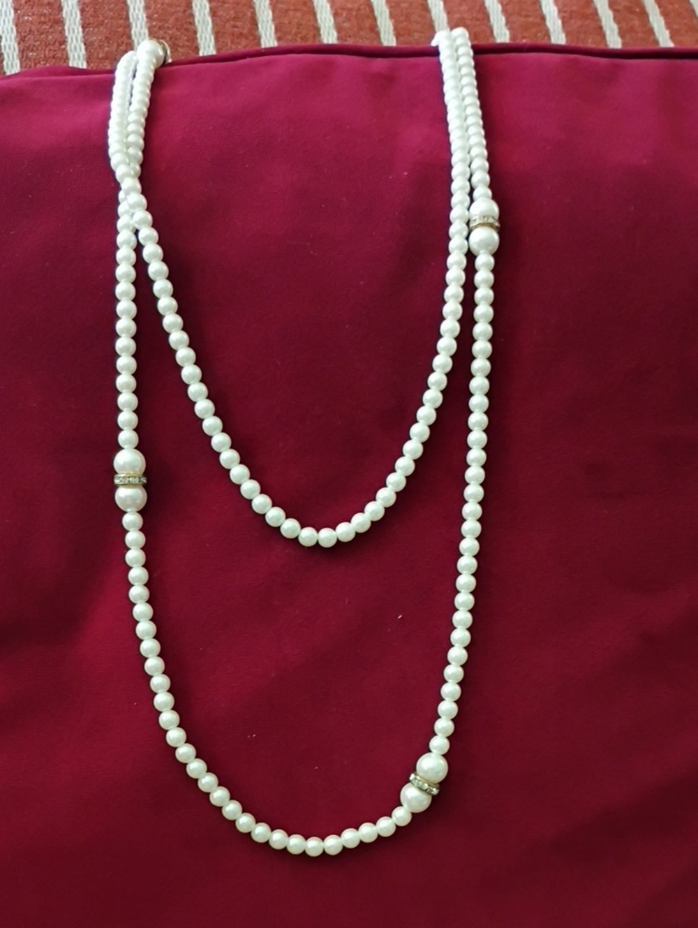 Classic Long White Pearl Bead Necklace - Elegant Layered Style